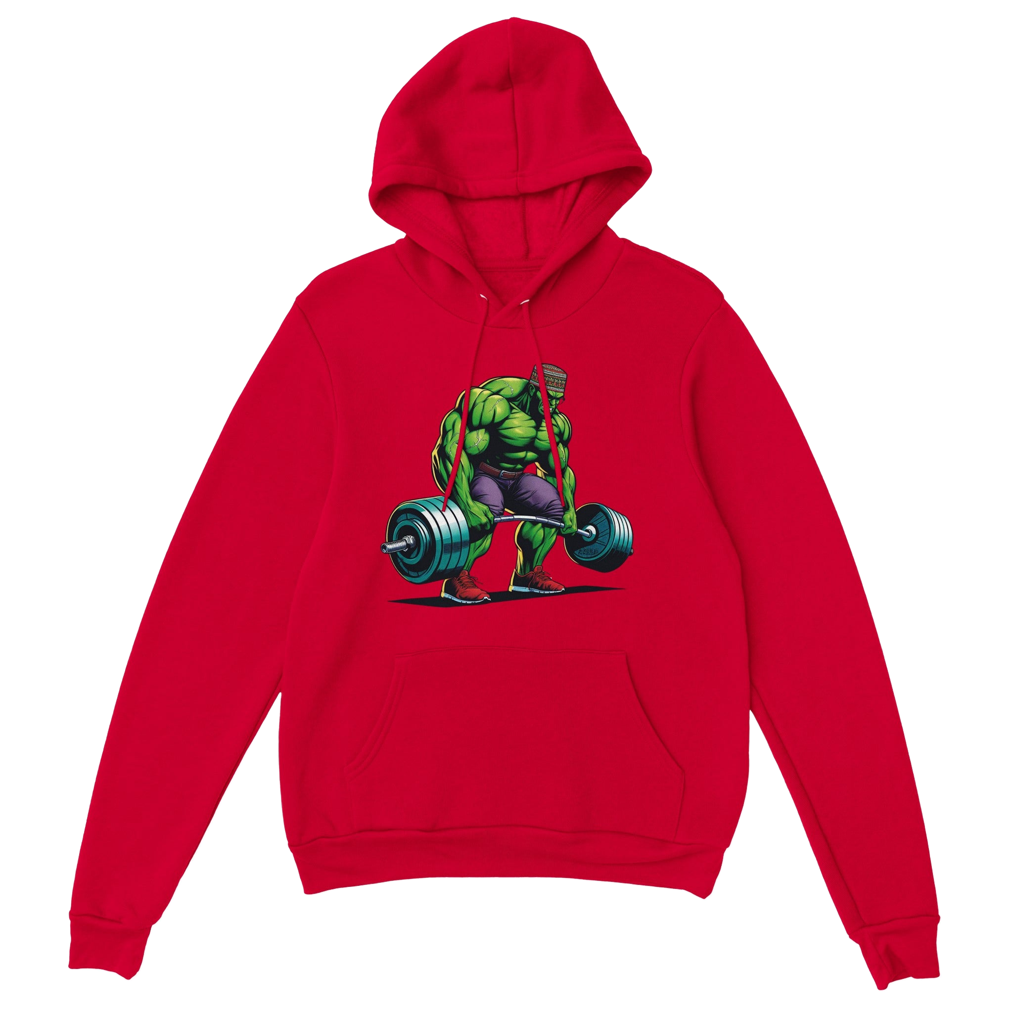 Hulk W Kufi Deadlifting Premium Unisex Pullover Hoodie Red 2XL