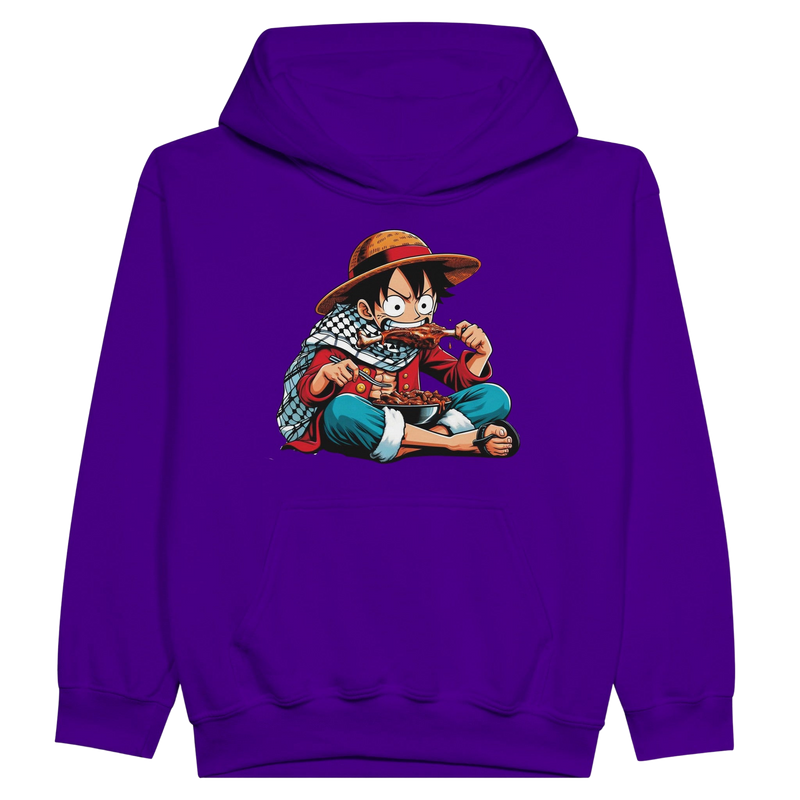 Luffy Eating Kids Pullover Hoodie