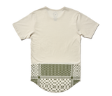 Keffiyeh Drop Cut Unisex Drop Hem T-shirt -Vintage White