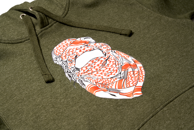 Keffiyeh Mann Unisex Hoodie -OLIVE GREEN