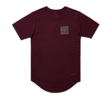 Kufic Digital Dash Unisex Drop Hem T-shirt -MAROON