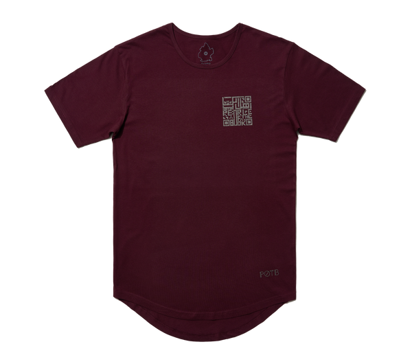 Kufic Digital Dash Unisex Drop Hem T-shirt -MAROON