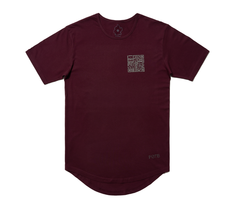 Kufic Digital Dash Unisex Drop Hem T-shirt -MAROON