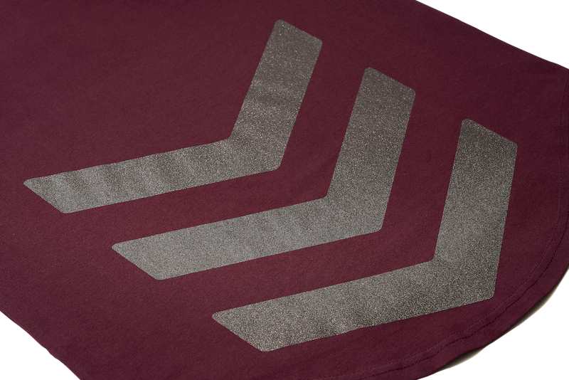 Kufic Digital Dash Unisex Drop Hem T-shirt -MAROON