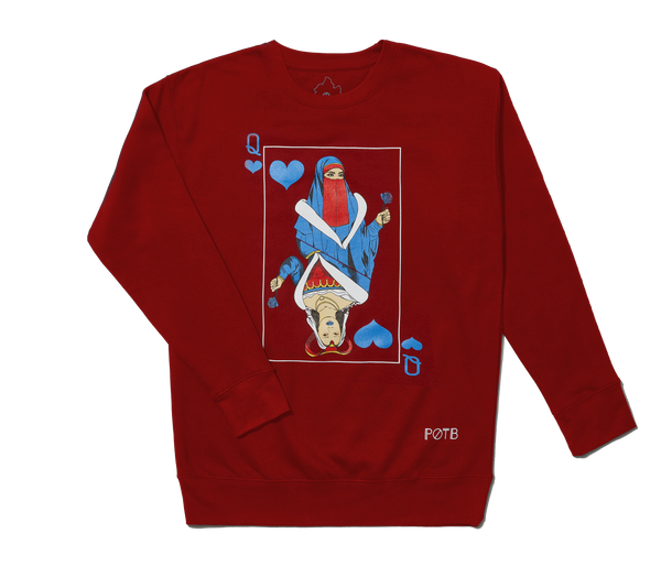 Queen of Hearts UNISEX PREMIUM CREW NECK -FIREBRICK RED